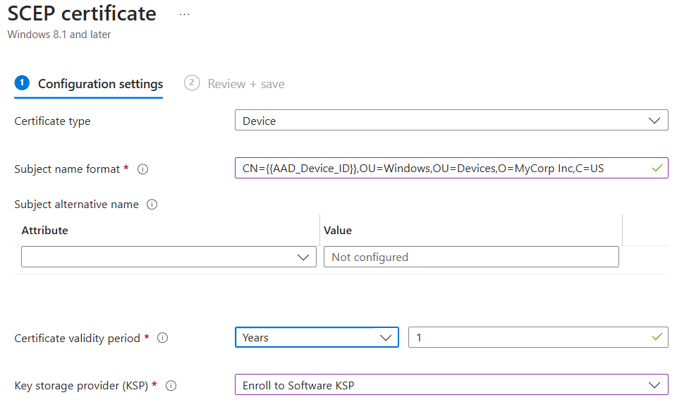 Intune SCEP Profile