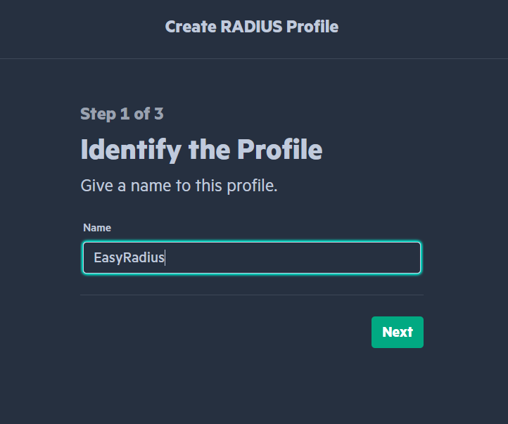 RADIUS profile name field