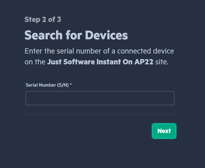 Search for devices page