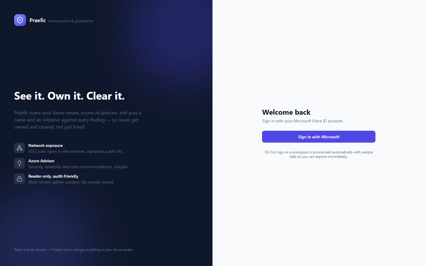 Praefic sign-in page